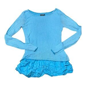 LOLA Made in Italy Baby Blue Mesh Bohemian Top M